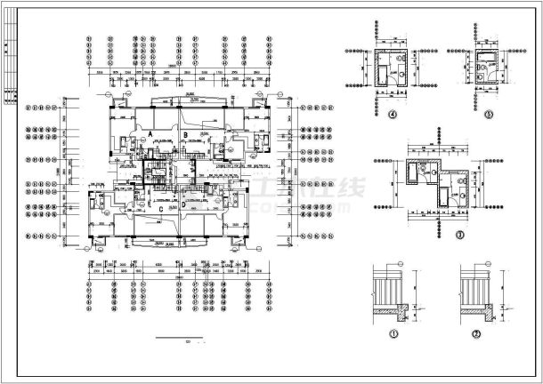 某小区占地440平米7层框混结构住宅楼全套建筑设计CAD图纸-图二