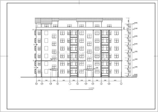 3850平米七层混合结构住宅楼全套建筑设计CAD图纸（含阁楼）-图一