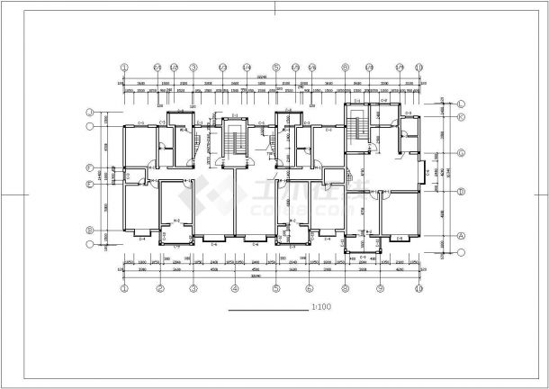 3850平米七层混合结构住宅楼全套建筑设计CAD图纸（含阁楼）-图二