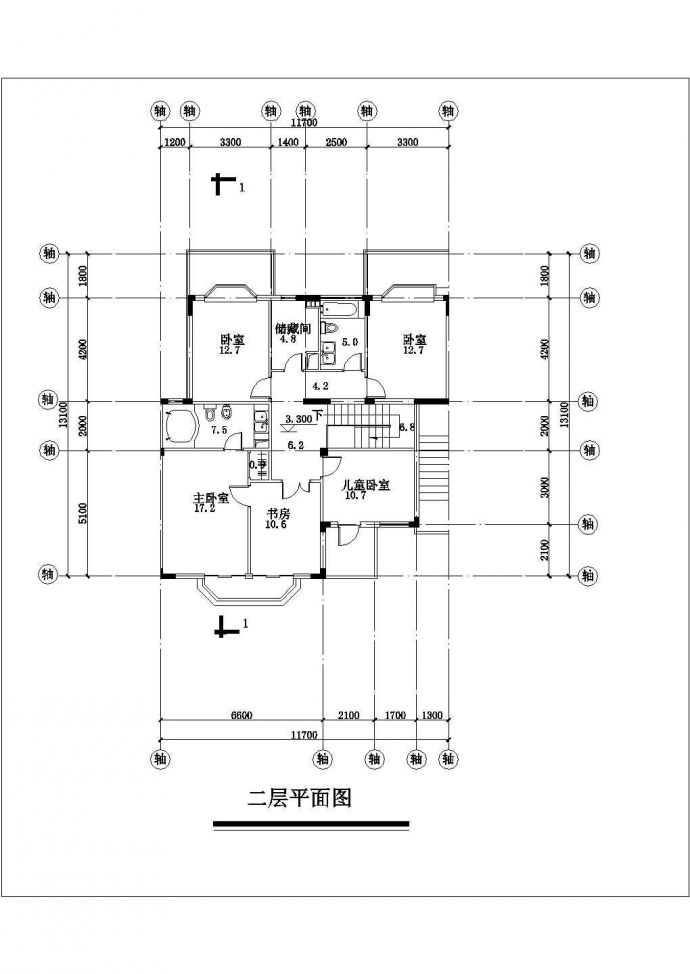 2900平米四层框混结构并联式住宅楼平立面设计CAD图纸（1层7户）_图1