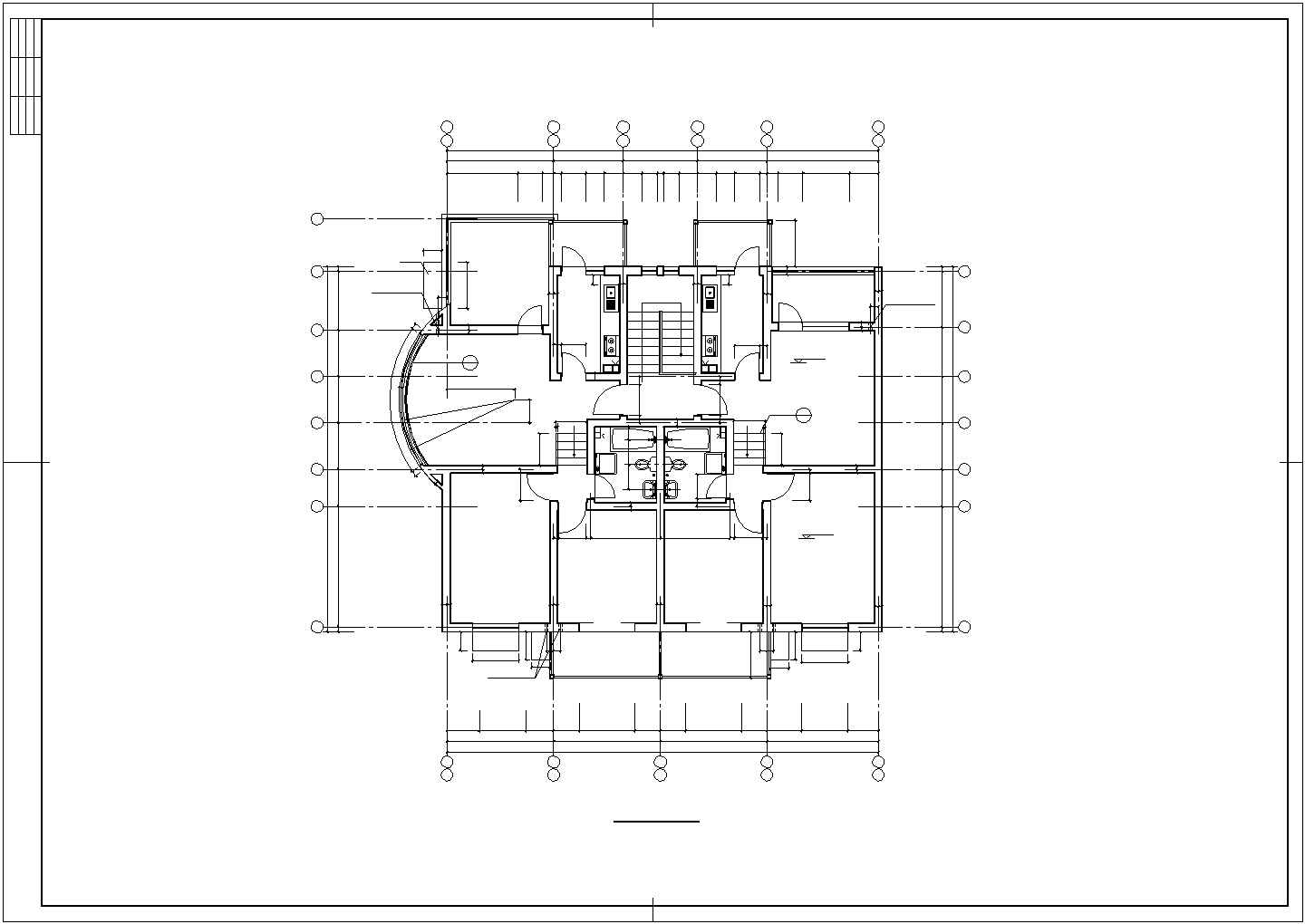 武汉某小区4200平米7层框混结构住宅楼建筑设计CAD图纸（含阁楼）