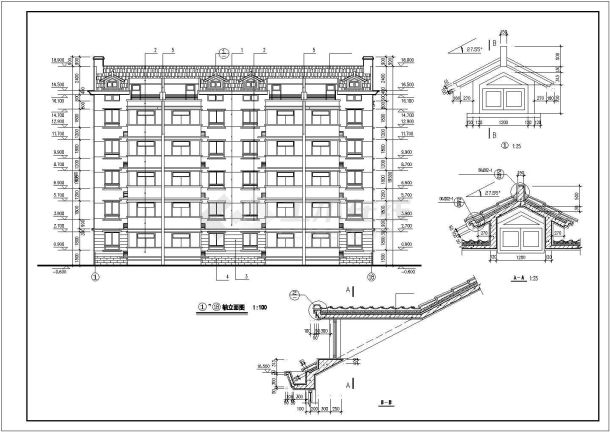2700平米左右5+1层砖混结构住宅楼建筑设计CAD图纸（含阁楼层）-图一