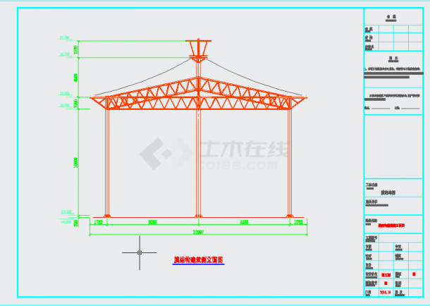 公园六角伞膜结构施工图 膜结构-图二