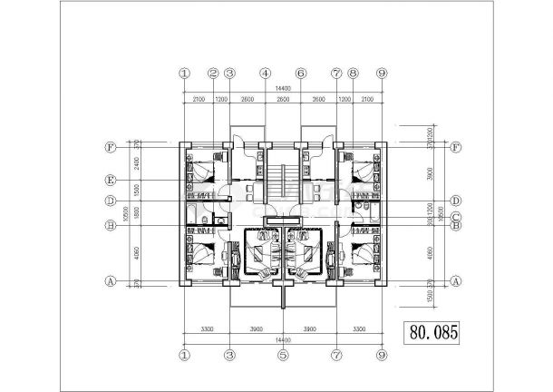 济南市某新建小区55-95平米左右的平面户型设计CAD图纸（8张）-图一