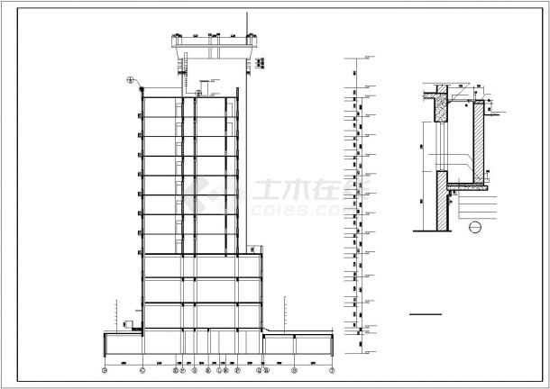 9200平米左右11层框架结构商住楼建筑设计CAD图纸（1-3层商用）-图一