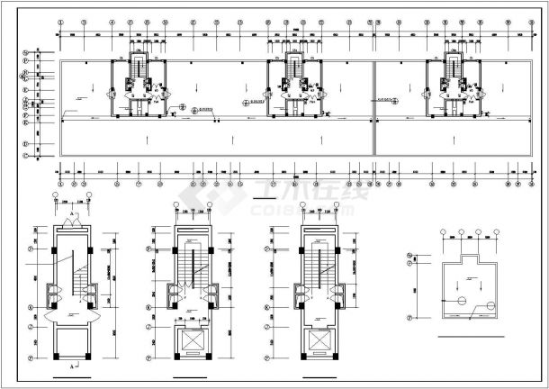 9200平米左右11层框架结构商住楼建筑设计CAD图纸（1-3层商用）-图二