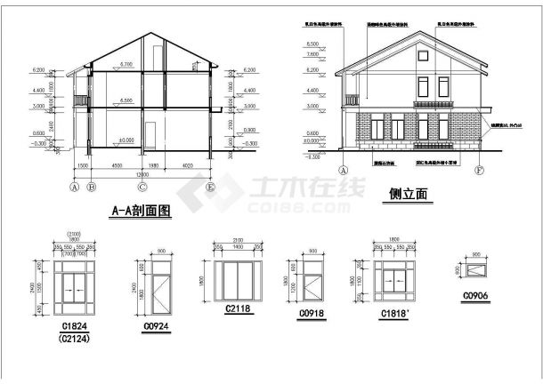 640平米3层框混结构双拼别墅全套建筑=+结构设计CAD图纸-图二