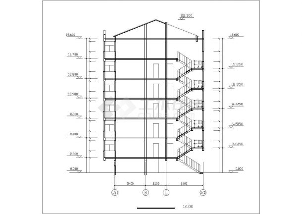 武汉某小区4250平米7层框架结构住宅楼全套平立剖面设计CAD图纸-图二