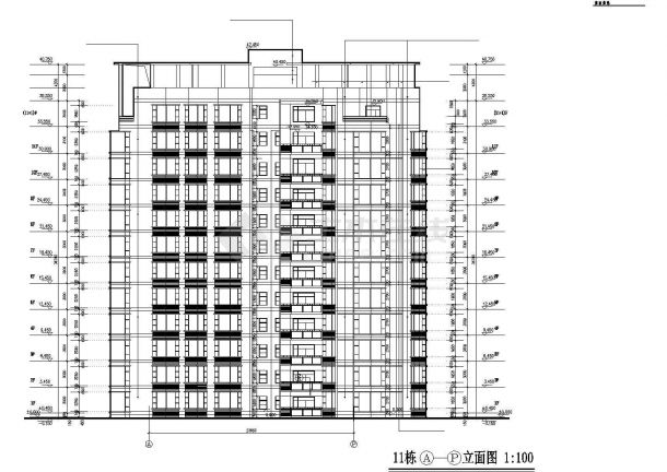 郑州市某小区8800平米12层框架结构住宅楼平立面设计CAD图纸-图一