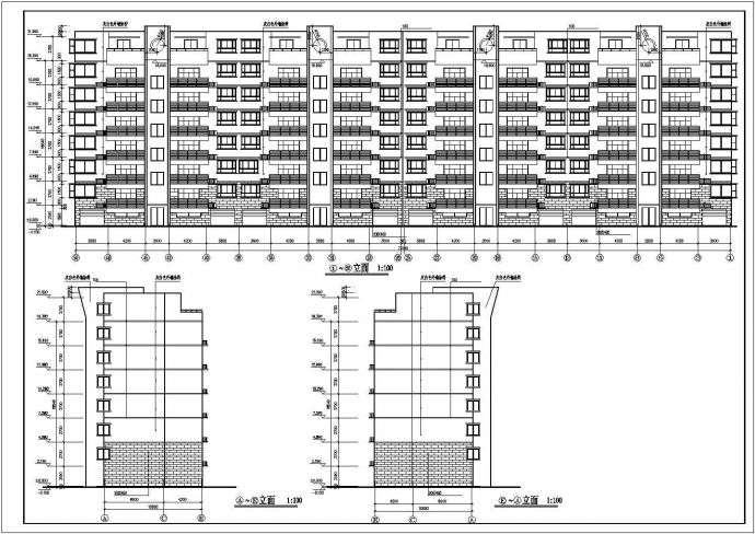 广州某小区占地730平米7层砖混结构住宅楼建筑设计CAD图纸_图1