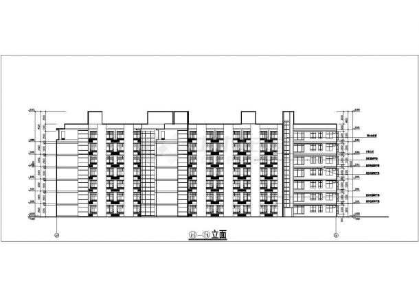 武汉市第九中学5100平米7层框架结构学生宿舍楼平立剖面设计CAD图纸-图一