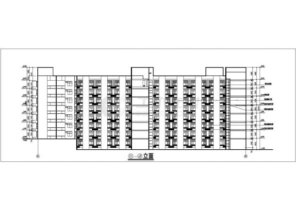 武汉市第九中学5100平米7层框架结构学生宿舍楼平立剖面设计CAD图纸-图二