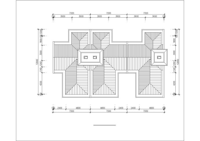 680平米2层框混结构三拼别墅全套平立剖面设计CAD图纸_图1