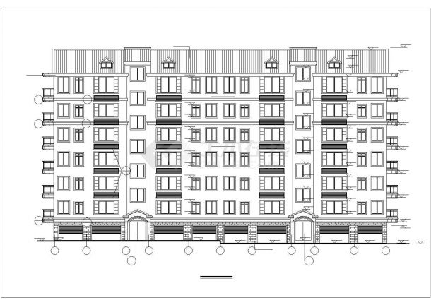 占地480平米6层框混结构住宅楼建筑设计CAD图纸（含阁楼和架空层）-图一