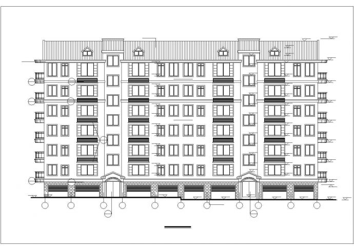 占地480平米6层框混结构住宅楼建筑设计CAD图纸（含阁楼和架空层）_图1