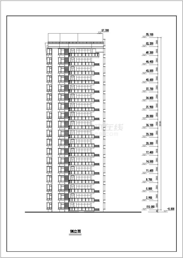 5800平米18+1层框剪结构住宅楼平立剖面设计CAD图纸（1层2户）-图二