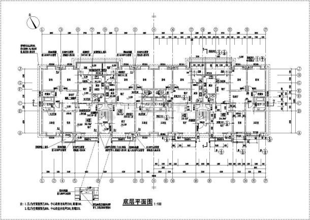 住宅设计_某地区六层砖混住宅施工CAD图-图二