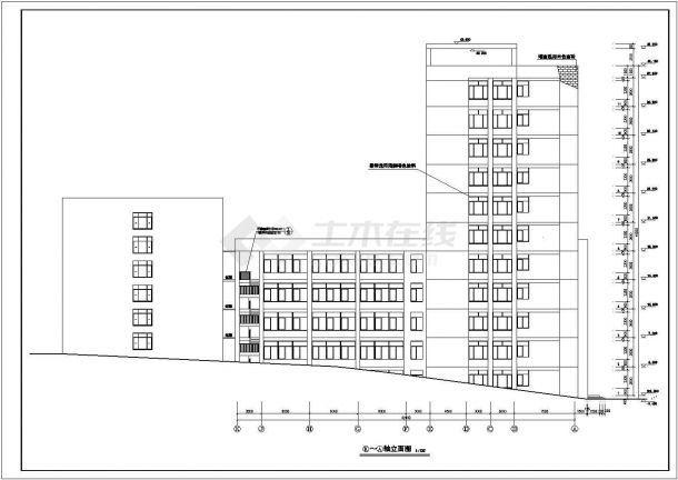 汉中市某高校9500平米11层框架结构教学综合楼建筑CAD设计图纸-图一
