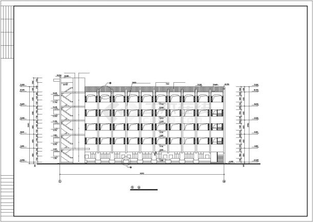 天津某中学2500平米左右五层钢混框架结构教学楼建筑CAD设计图纸-图一