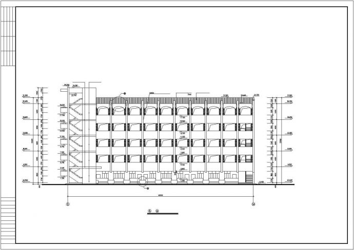 天津某中学2500平米左右五层钢混框架结构教学楼建筑CAD设计图纸_图1