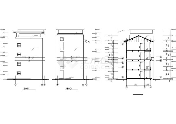 西安某大学3400平米四层框架结构教学楼全套建筑CAD设计图纸-图一