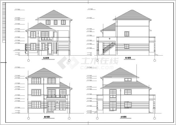 两栋别墅建筑规划CAD套图-图二