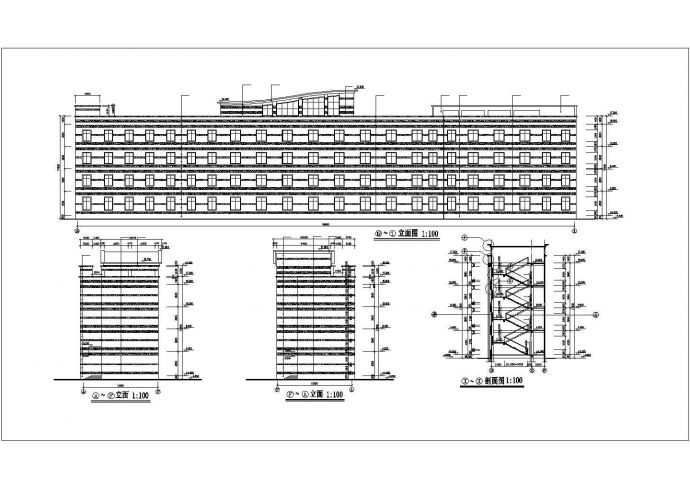 泉州科技大学1.2万平米4层框架结构教学楼平立剖面设计CAD图纸_图1
