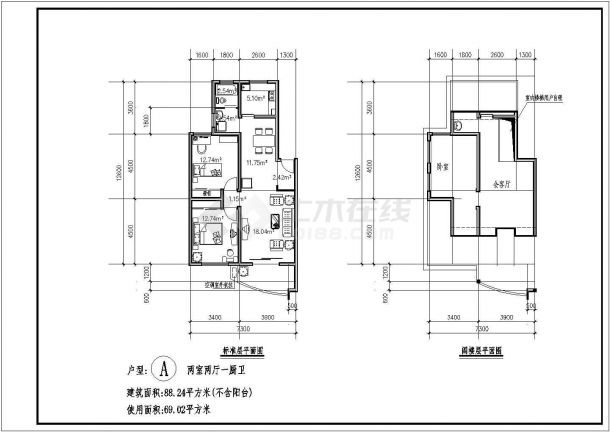 富华澜泊湾小区住宅户型平面设计CAD图纸-图一