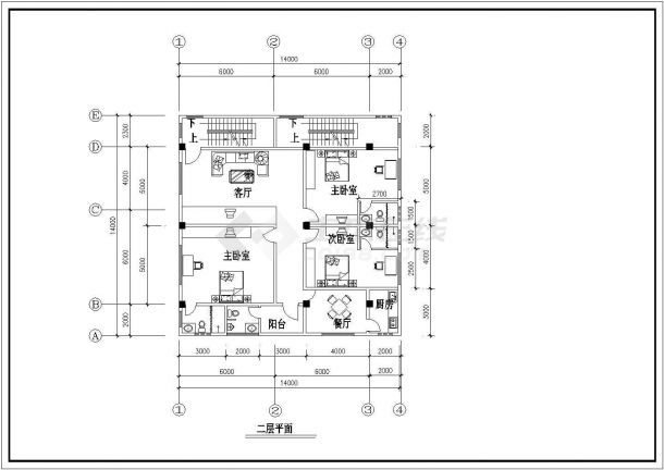 海城市某街道多层商住楼全套建筑施工设计CAD图纸-图二