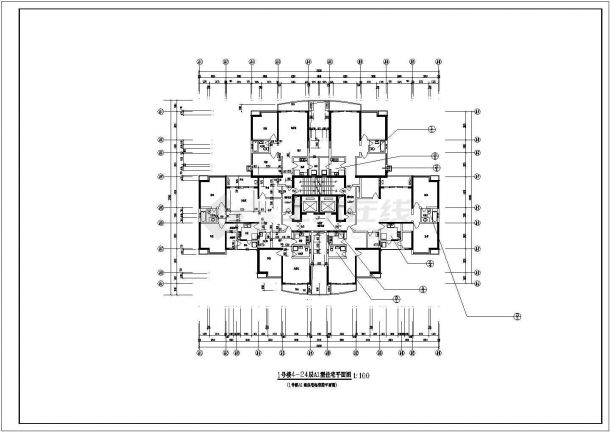 某欧式高层住宅建筑施工全套参考CAD详图-图二