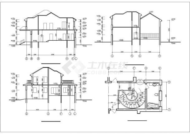 某化村镇352平米2层框架结构单体别墅建筑CAD设计图纸（含效果图）-图一