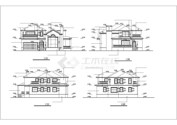 某化村镇352平米2层框架结构单体别墅建筑CAD设计图纸（含效果图）-图二