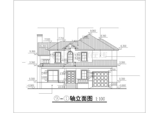 343平米2层框混结构独栋别墅全套建筑CAD设计图纸（含效果图）-图一