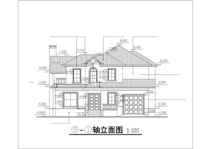 343平米2层框混结构独栋别墅全套建筑CAD设计图纸（含效果图）_图1
