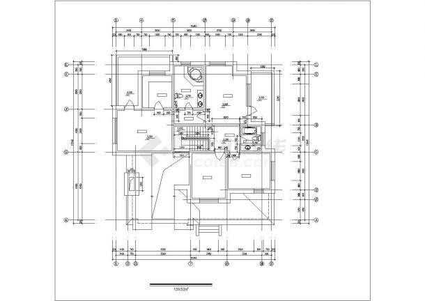 乐山市某村镇337平米2层砖混结构乡村民居楼建筑CAD设计图纸-图二