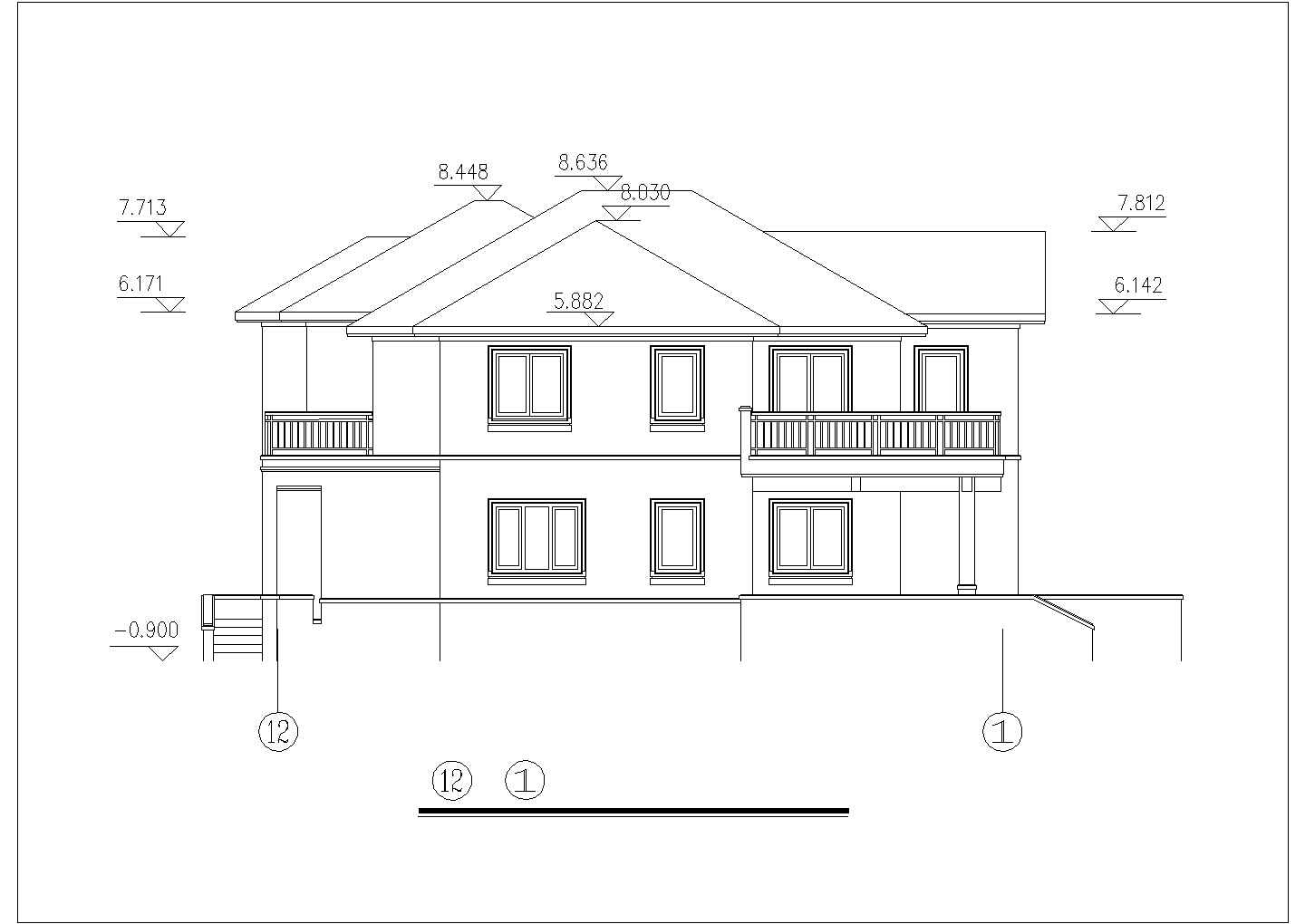 乐山市某村镇337平米2层砖混结构乡村民居楼建筑CAD设计图纸