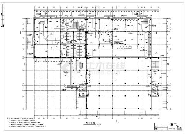 [宿迁市]某电视大学广播专业学校新区食堂建筑施工cad图纸-图二