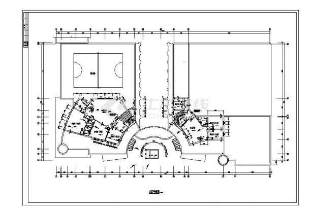 [双城]某广场二层洗浴餐饮中心建筑施工cad图纸-图一