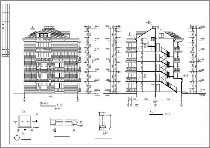 某小区2900平米6层砖混结构住宅楼建筑CAD设计图纸（含阁楼层）_图1