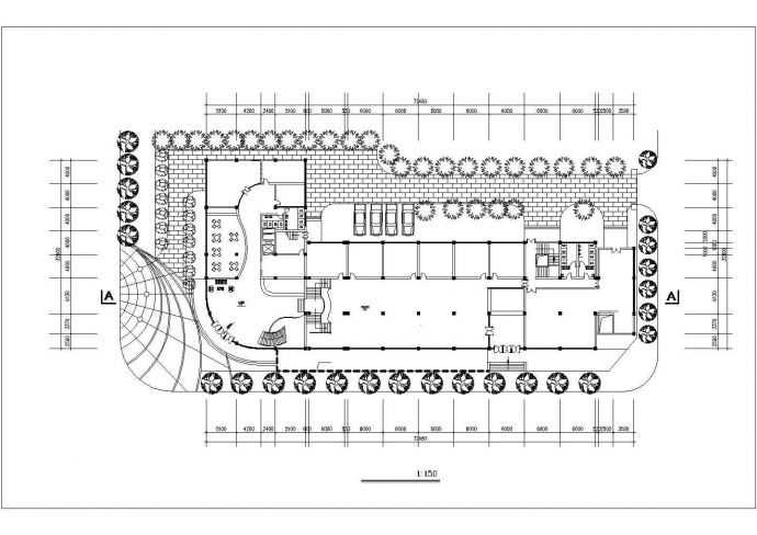 7200平米9层框架结构商务酒店平立剖面设计CAD图纸（含总平面图）_图1