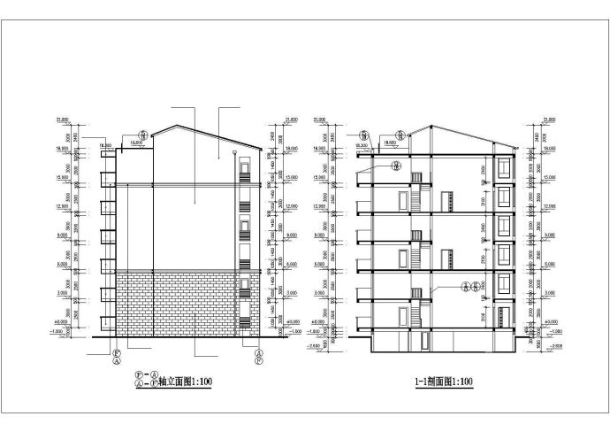 某小区3100平米6层混合结构住宅楼建筑CAD设计图纸（含半地下室）_图1