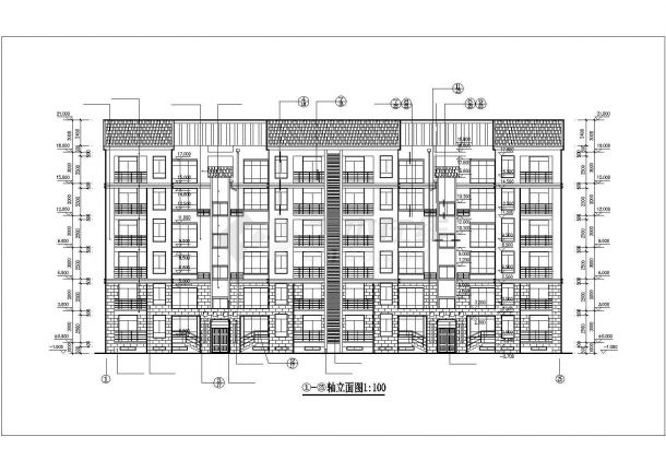 某小区3100平米6层混合结构住宅楼建筑CAD设计图纸（含半地下室）-图二