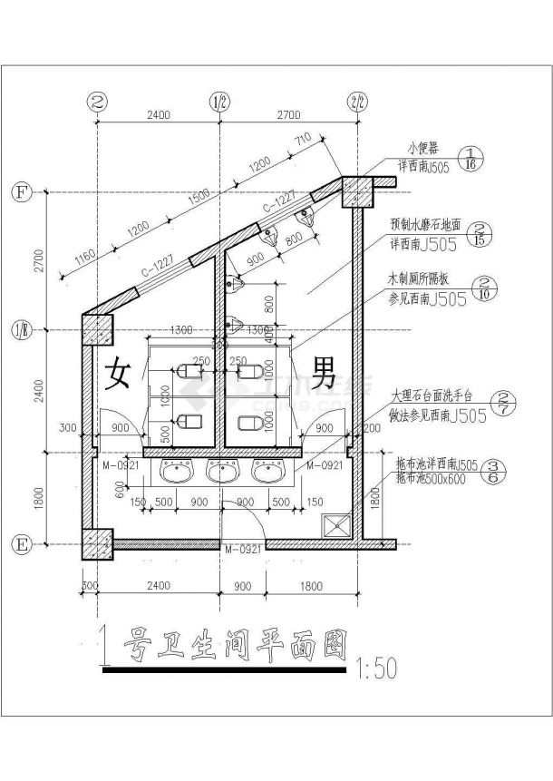 沧州某小区住宅楼1200平米的标准层平面设计CAD图纸（含地下室层）-图一