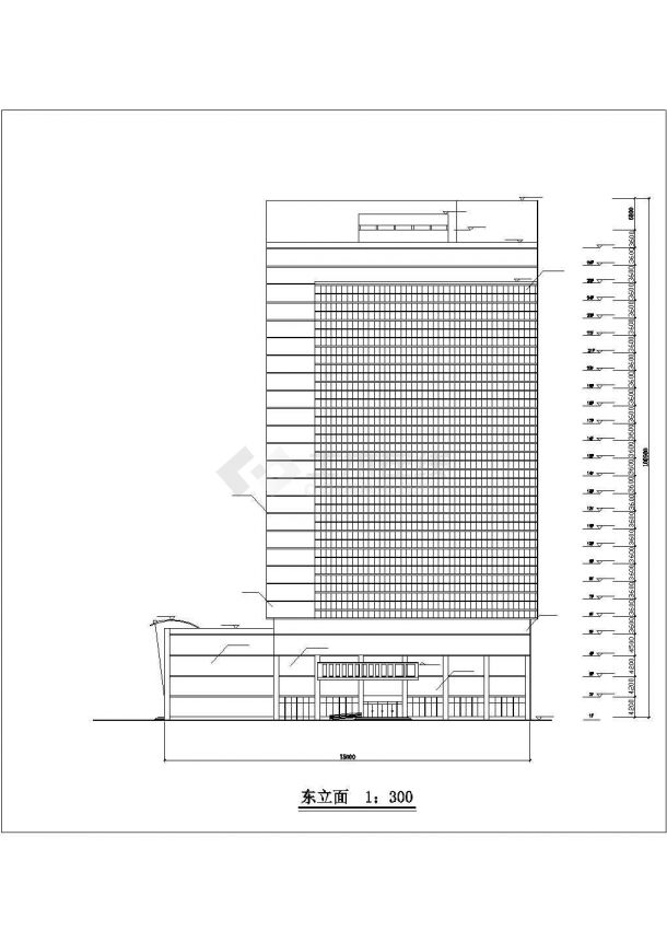 2.2万平米26层框剪商住楼平立剖面设计CAD图纸（1-5层商用）-图二