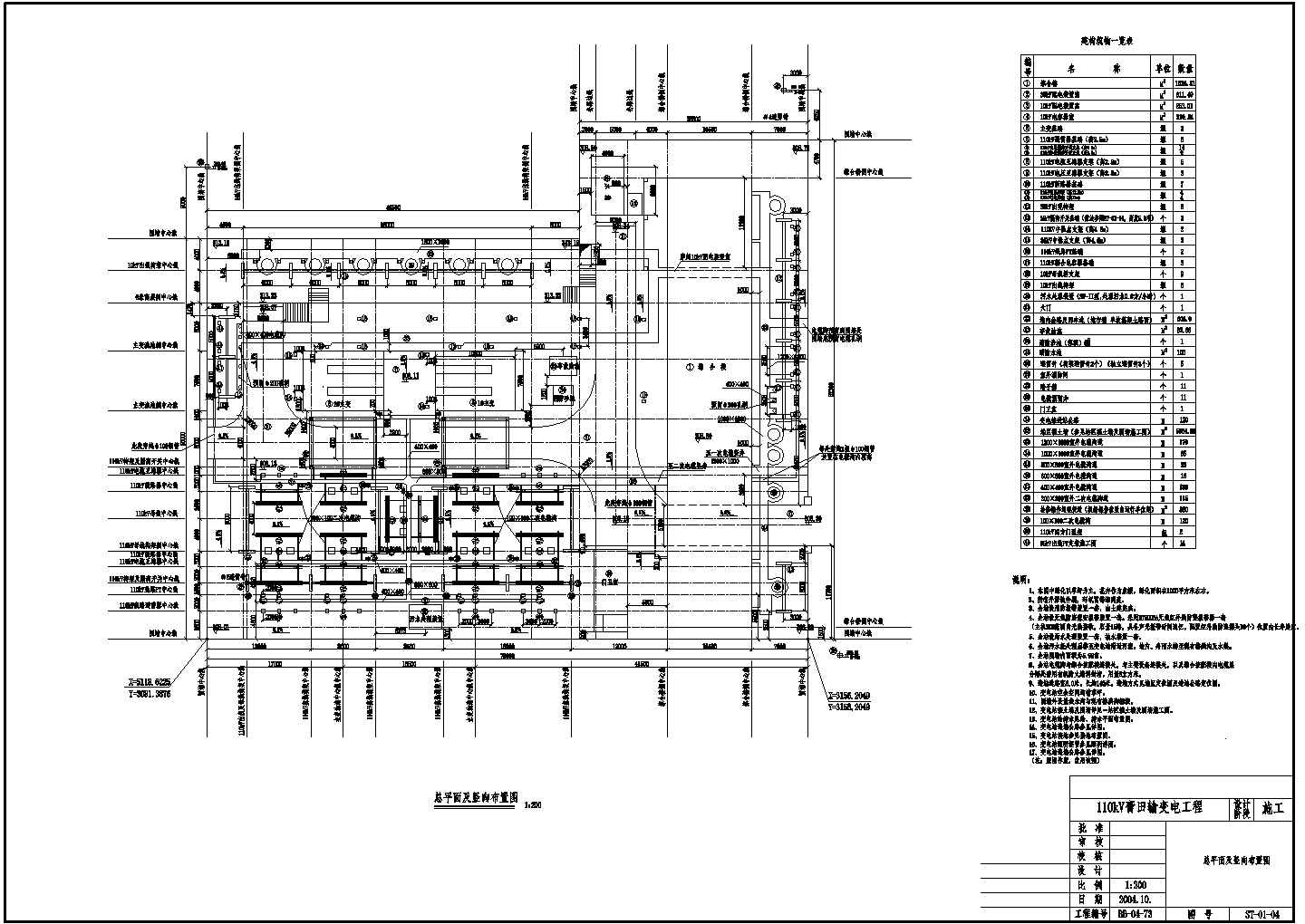 某110kV变电站总平面及竖向CAD大样设计布置图