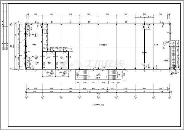 食堂设计_某两层食堂钢结构建筑CAD图-图二