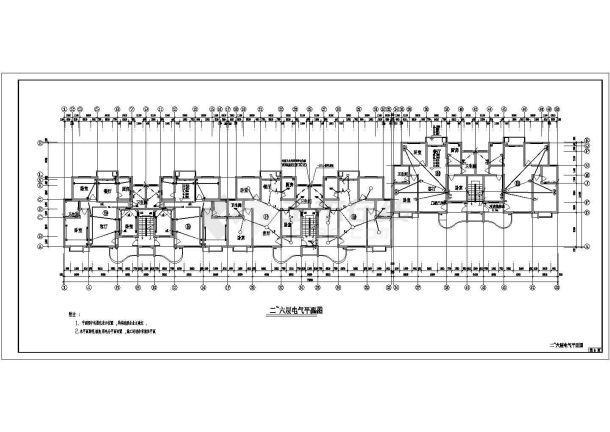 某六层带地下室住宅楼电气CAD设计平面施工图-图二