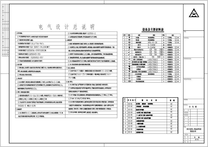 某佳苑小区住宅电气CAD设计全套施工图纸_图1