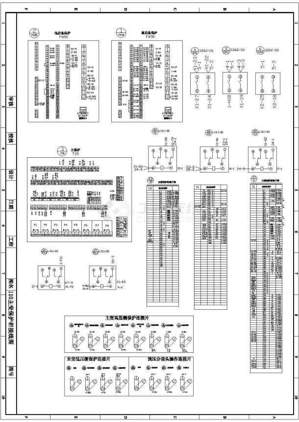 某主变保护柜CAD大样设计接线图-图一