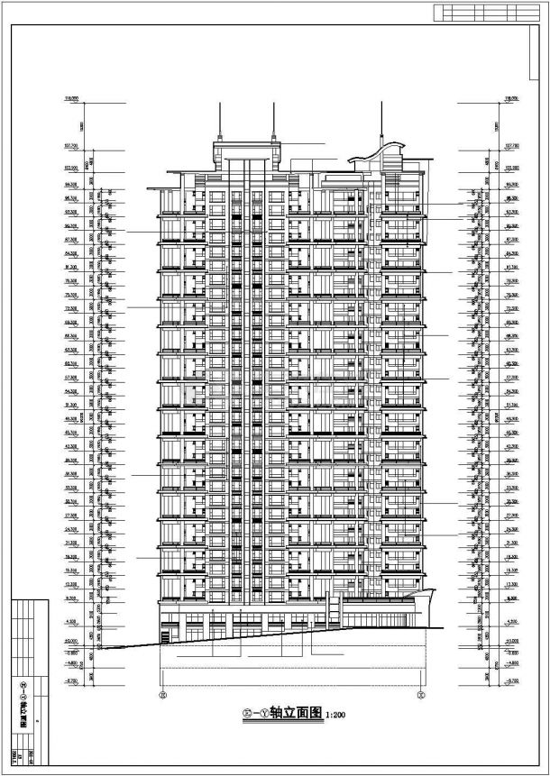 2.4万平米两栋32层连排式商住楼立剖面设计CAD图纸（1-2层商用）-图二